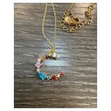Sterling Silver Pendant Necklace with Colored Ston