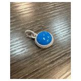 Judith Ripka Sterling Silver Pendant with Blue Sto