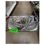 Baby Phat Silver Metallic Clutch Crown Detail