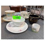Five Decorative Porcelain Teacups and Saucers