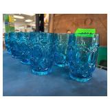 LE Smith Blue Glass Tumblers Qty 9
