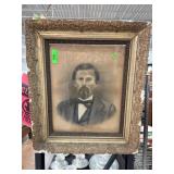 Framed Vintage Portrait of Gentleman with Ornate F