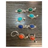 Sterling Silver Jewelry Set with Multicolored Ston