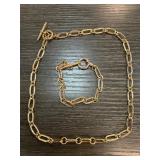 Sterling Silver Chain Necklace and Bracelet Set