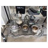 Towle Silver Plated Five-Piece Tea Set with Tray