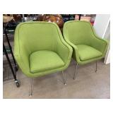 Two Geiger International Green Upholstered Chairs