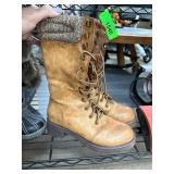 Mia Mica Tan Lace-Up Boots with Knit Cuff