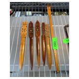 Five Wooden Decorative Letter Openers
