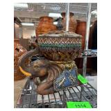 Decorative Elephant-Shaped Ceramic Trinket Box wit