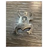 Sterling Silver Frog-Shaped Brooch with Engraved D