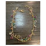 Sterling Silver Gemstone Anklet with Multicolored
