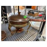 Copper and Brass Chafing Dish Set with Wood Handle