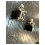 Sterling Silver Earrings with Black Stone and Pear