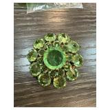 Gold-Tone Austrian Green Crystal Brooch