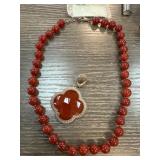 Whitney Kelly Sterling Silver Red Bead Necklace wi