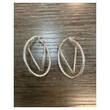 Sterling Silver Hoop Earrings in Abstract Design