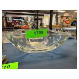 Clear Glass Square Bowl with Etched Design