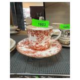 Royal Crown Derby Red Aves Cup and Saucer Set