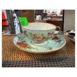 Hand-Painted Cup and Saucer by H. Chaumeil, Paris