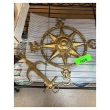 Brass Nautical-Themed Compass Wall Decor Pieces
