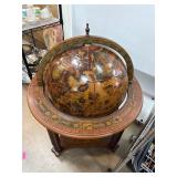 Wooden Bar Globe With Zodiac Motif and Storage