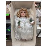 Porcelain Doll in White Dress with Box