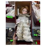 Danbury Mint Porcelain Doll in White Bridal Dress