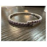 Sterling Silver Bracelet with Purple Gemstones
