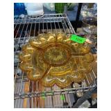 Amber Glass Divided Serving Plate with Scalloped E