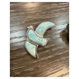 Sterling Silver Larimar Bird Brooch
