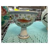 Chinese Porcelain Stem Cup with Fish Motif