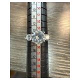 Sterling Silver Ring with Large Clear Center Stone