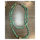 Double-Strand Turquoise and Shell Bead Necklace