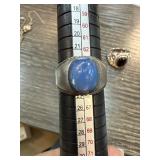 Silver Ring with Blue Stone and Minor Chip