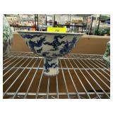 Blue and White Qing-Style Porcelain Stem Bowl