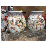 Large Wu Stag Chinese Porcelain Vases