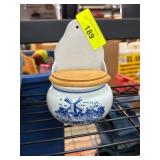 Ceramic Wall-Mounted Salt Cellar with Wooden Lid