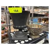 Two-Piece Lot: Painted Glass and Metal Cups