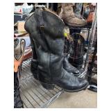 Larry Mahan Black Leather Cowboy Boots, Size 5 to