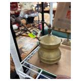 Brass Vessel with Lid and Attached Rod