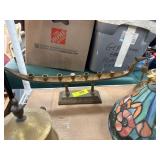 Brass Gondola Menorah with Ornate Design