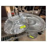 Two Decorative Aluminum Trays with Embossed Design