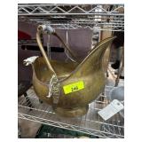 Brass Coal Scuttle with Ornate Handle