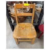 Childï¿½s Wooden Chair and Red Stool Set