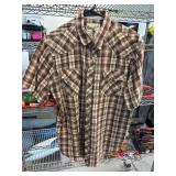 Coastal Short-Sleeve Plaid Shirt, Size XL