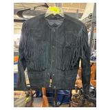 Anne-Gee Black Suede Fringe Jacket, Size S