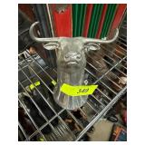 Silver-Plated Bull Head Drinking Horn