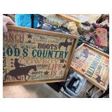 Two Wooden Cowboy-Themed Wall Plaques