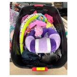 Plastic Bin with Mixed Baby and Child Items