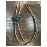 Foritt Silver Tone Turquoise Bolo Tie w Bird Motif